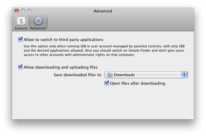 SEB Preferences Window