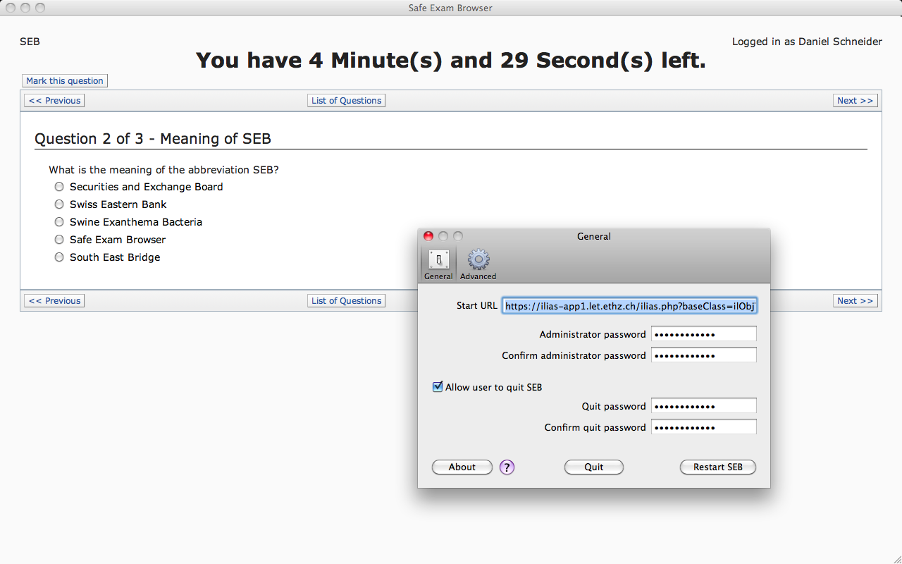 SEB for Mac OS X with ILIAS
